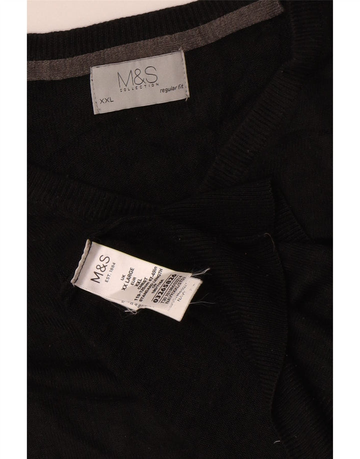 Мужской джемпер стандартного кроя с v-образным вырезом Marks & Spencer 2XL, черный акрил