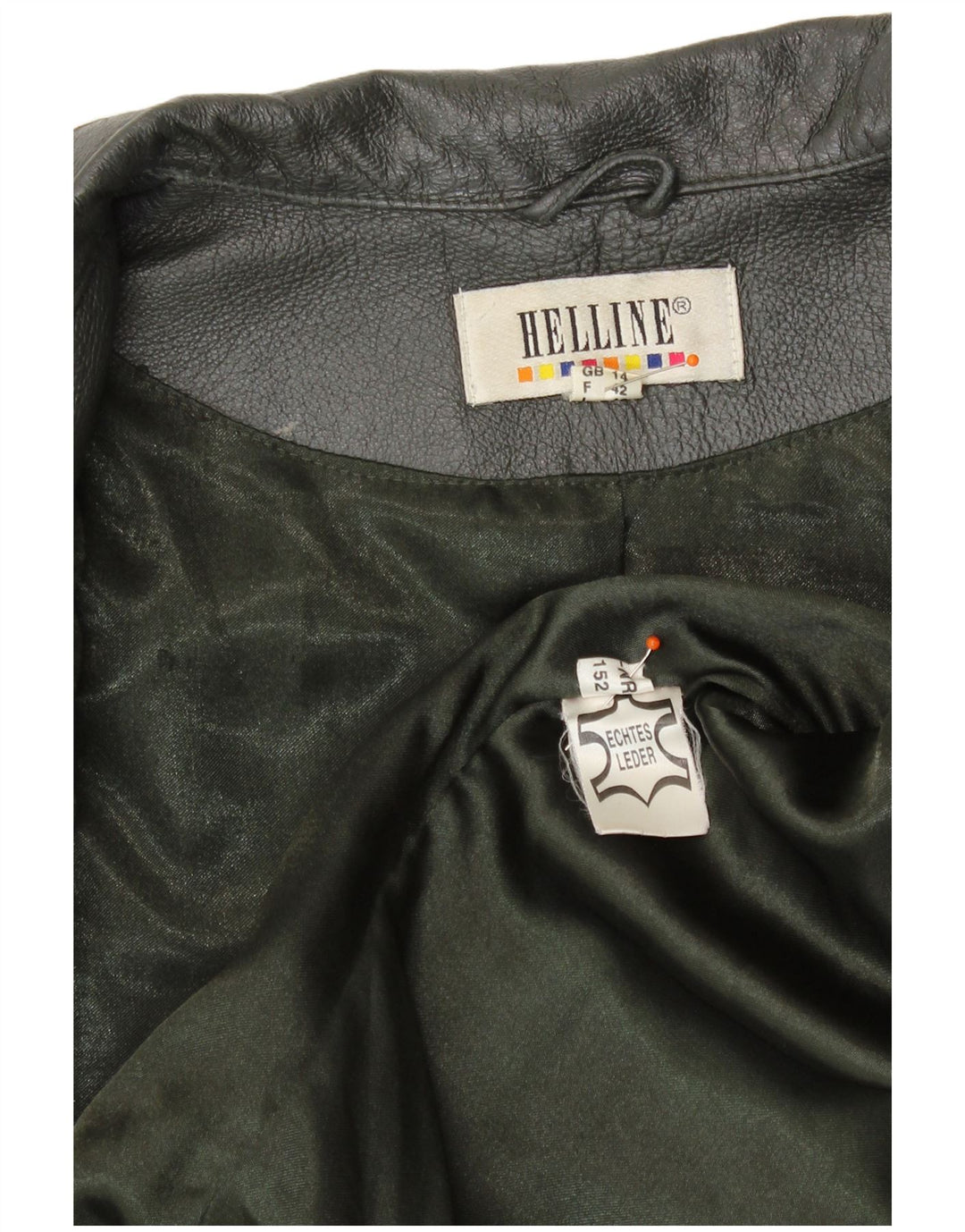 HELLINE Женская кожаная куртка UK 14 Средне-зеленая кожа