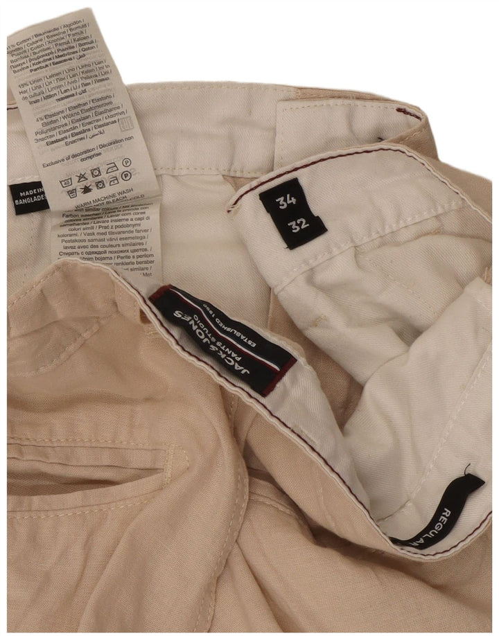 Мужские брюки Jack & Jones Straight Regular W34 L32, бежевый хлопок