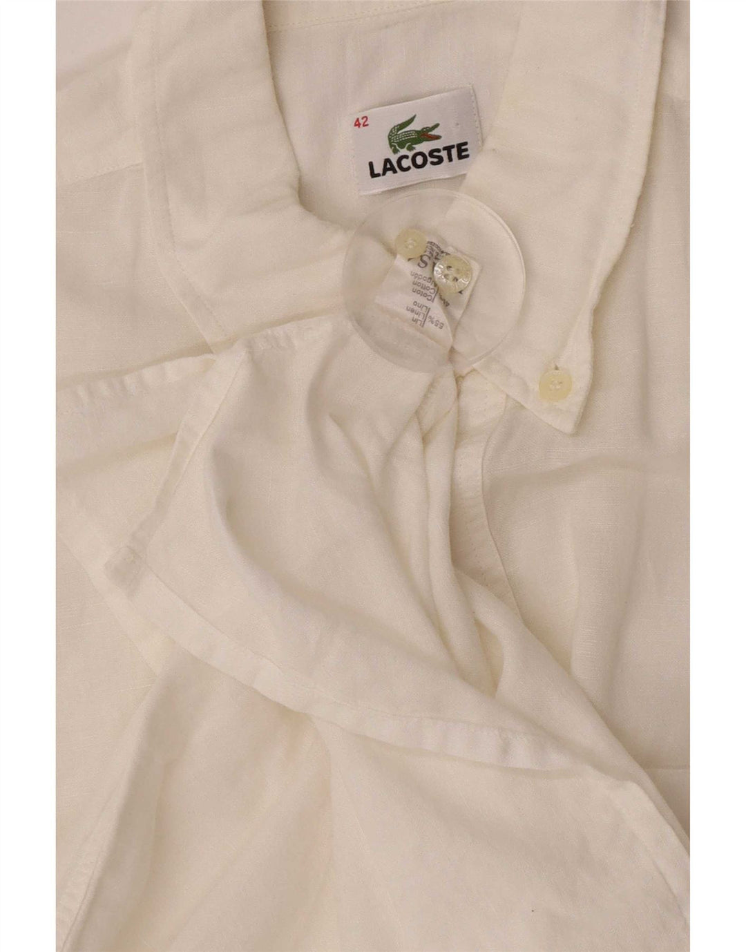 Мужской пуловер Lacoste с коротким рукавом, размер 42, большой белый лен