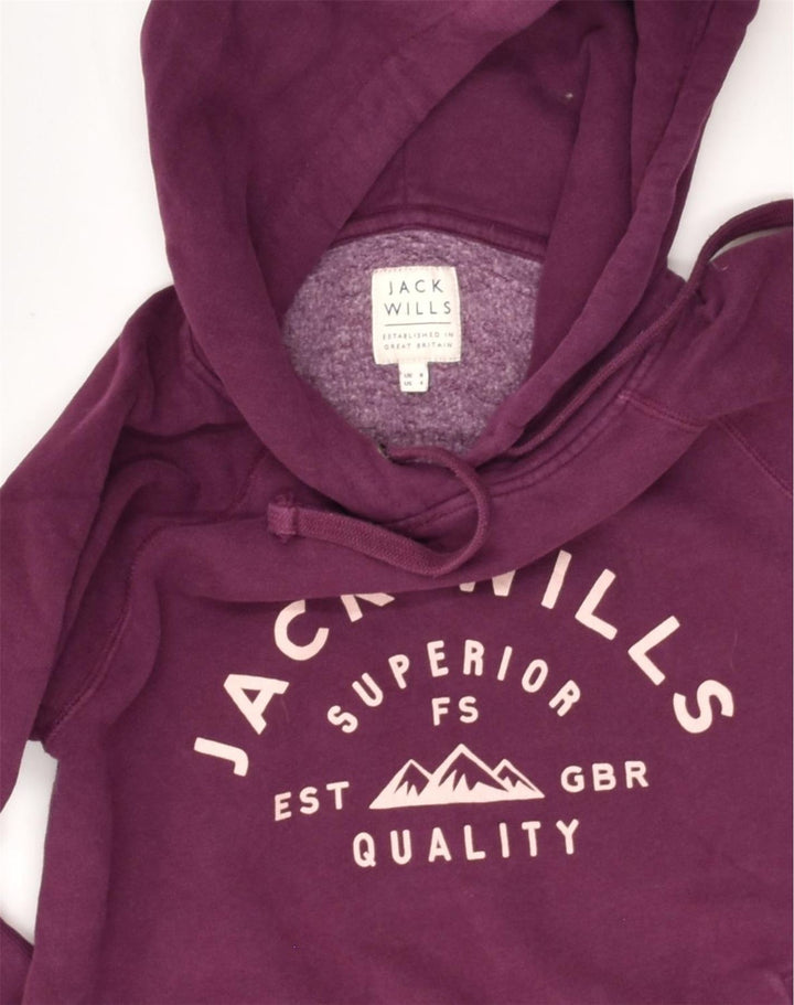 JACK WILLS Womens Graphic Hoodie Jumper UK 8 Small Burgundy Cotton | Vintage Jack Wills | Thrift | Second-Hand Jack Wills | Used Clothing | Messina Hembry 