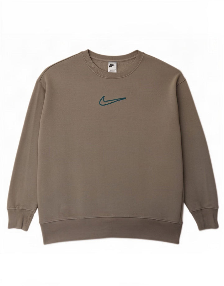 Мужской свитер свободного кроя Nike, большой серый хлопковый джемпер