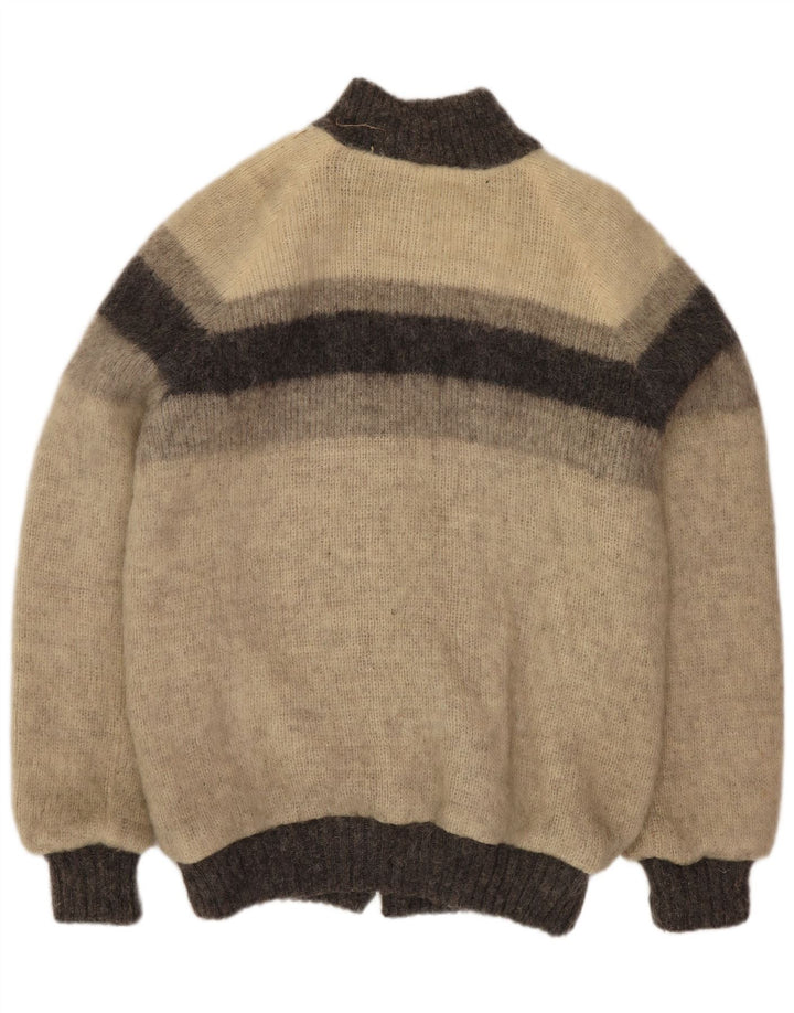 Мужская вязаная куртка-бомбер Alafoss Icewool UK 40, большая серая зимняя с цветными блоками