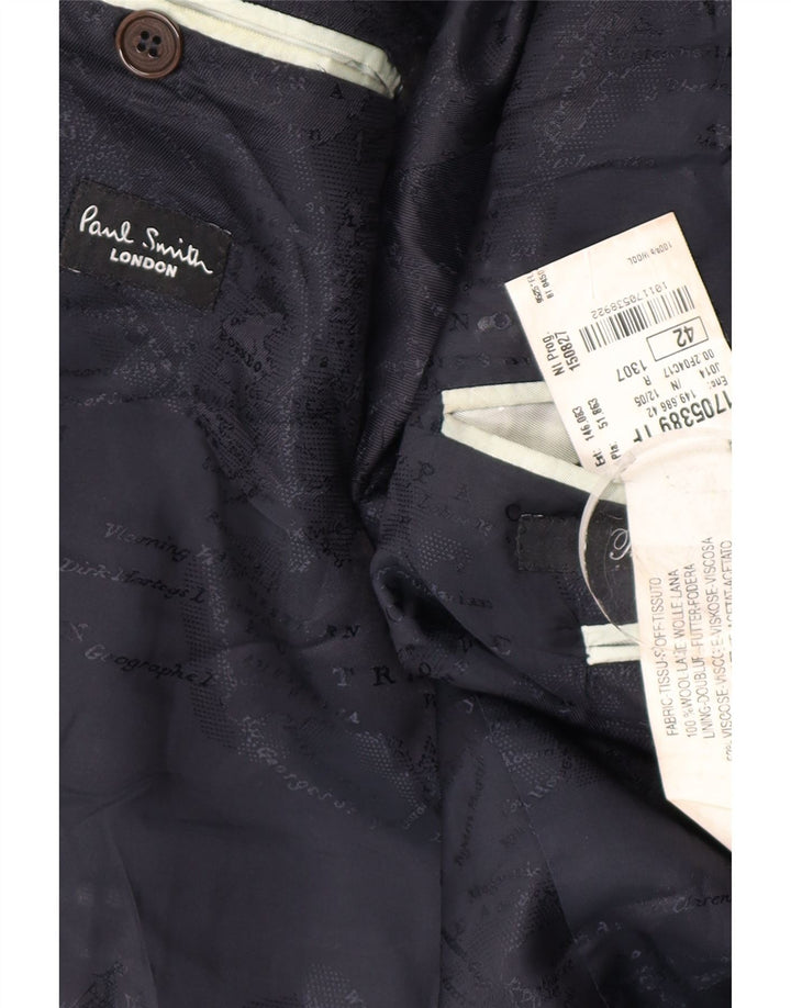 Мужской пиджак Paul Smith с 2 пуговицами, Великобритания 42 XL, темно-синий, шерстяной в тонкую полоску
