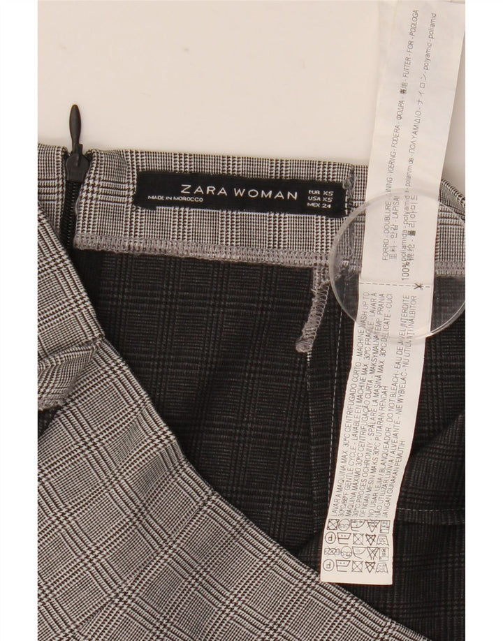 Женская мини-асимметричная юбка Zara XS W26 серая в клетку из полиамида