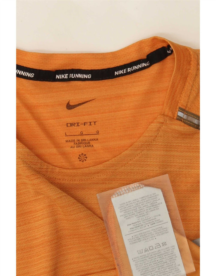 Мужская футболка Nike Dri Fit из полиэстера с большой оранжевой полоской