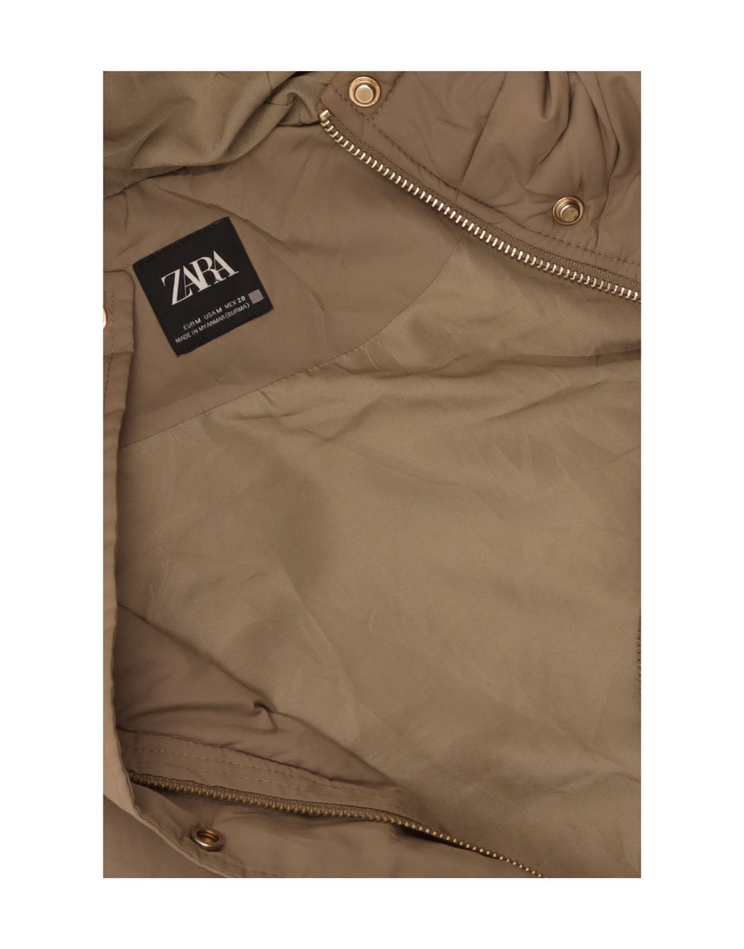 Женское стеганое пальто без рукавов с капюшоном Zara UK 14, средний бежевый