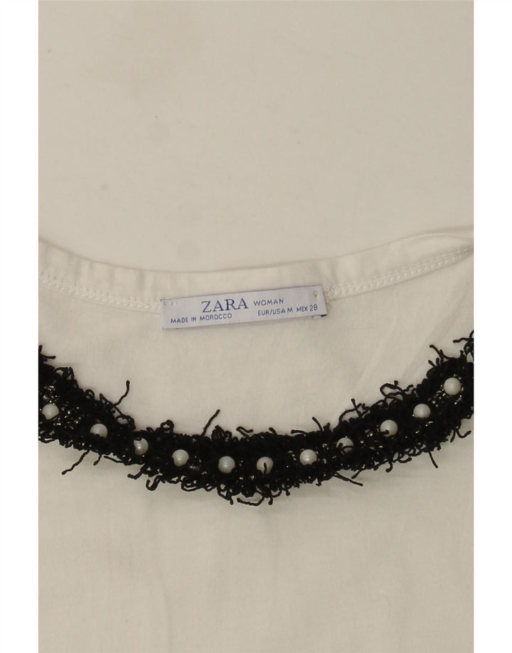 Женская футболка Zara Top UK 12 Medium White