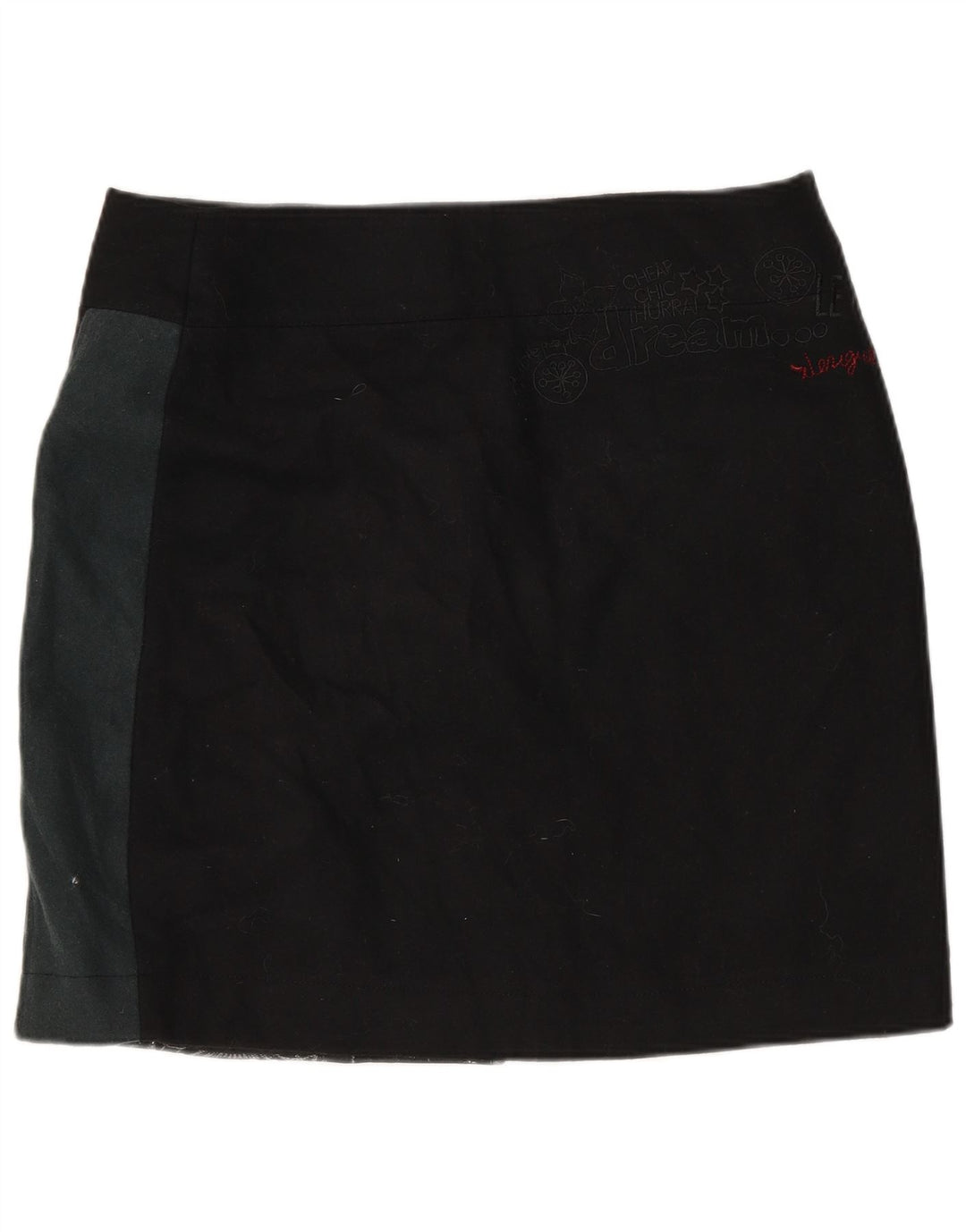 Женская юбка с запахом Desigual EU 40 Medium W32 Черная лоскутная шерсть