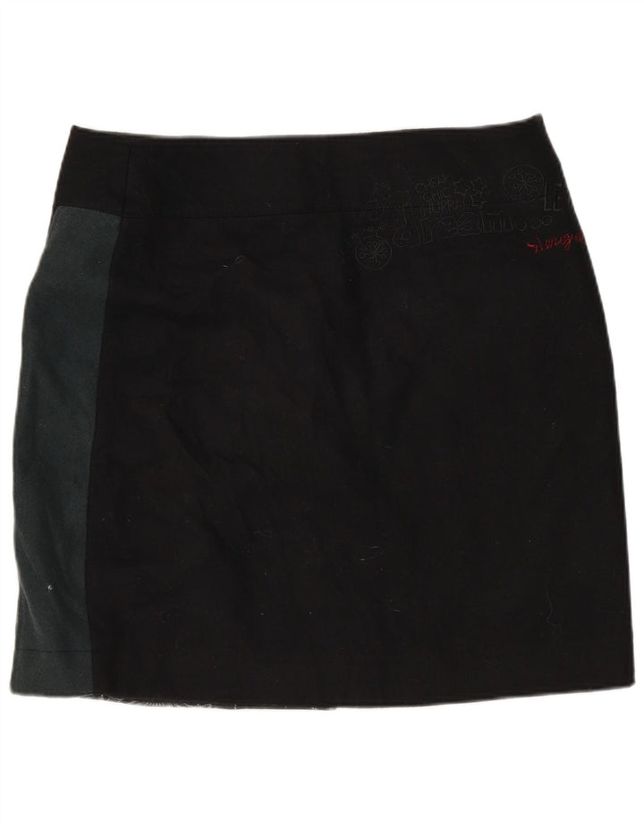 Женская юбка с запахом Desigual EU 40 Medium W32 Черная лоскутная шерсть
