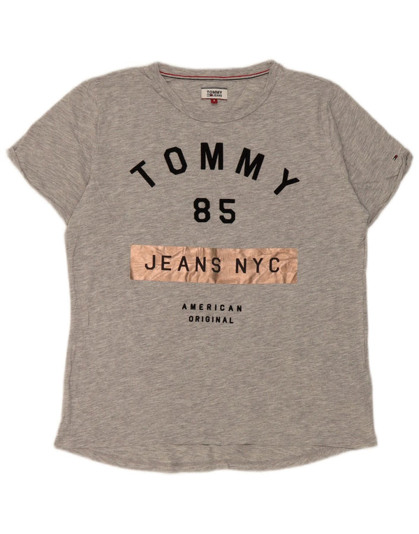 Женская футболка с рисунком Tommy Hilfiger Top UK 10, маленькая серая в крапинку