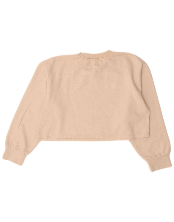 Женский укороченный свитер Zara UK 14, хлопковый средний цвет белого цвета