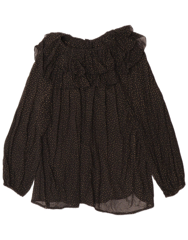 Винтажная женская прозрачная блузка с длинным рукавом, Великобритания, 16, большой черный пятнистый цвет
