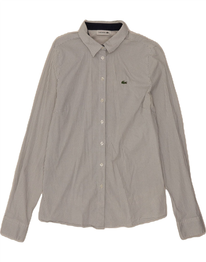 LACOSTE Womens Abstract Pattern Shirt Size 36 Small Grey Cotton Vintage Lacoste and Second-Hand Lacoste from Messina Hembry 