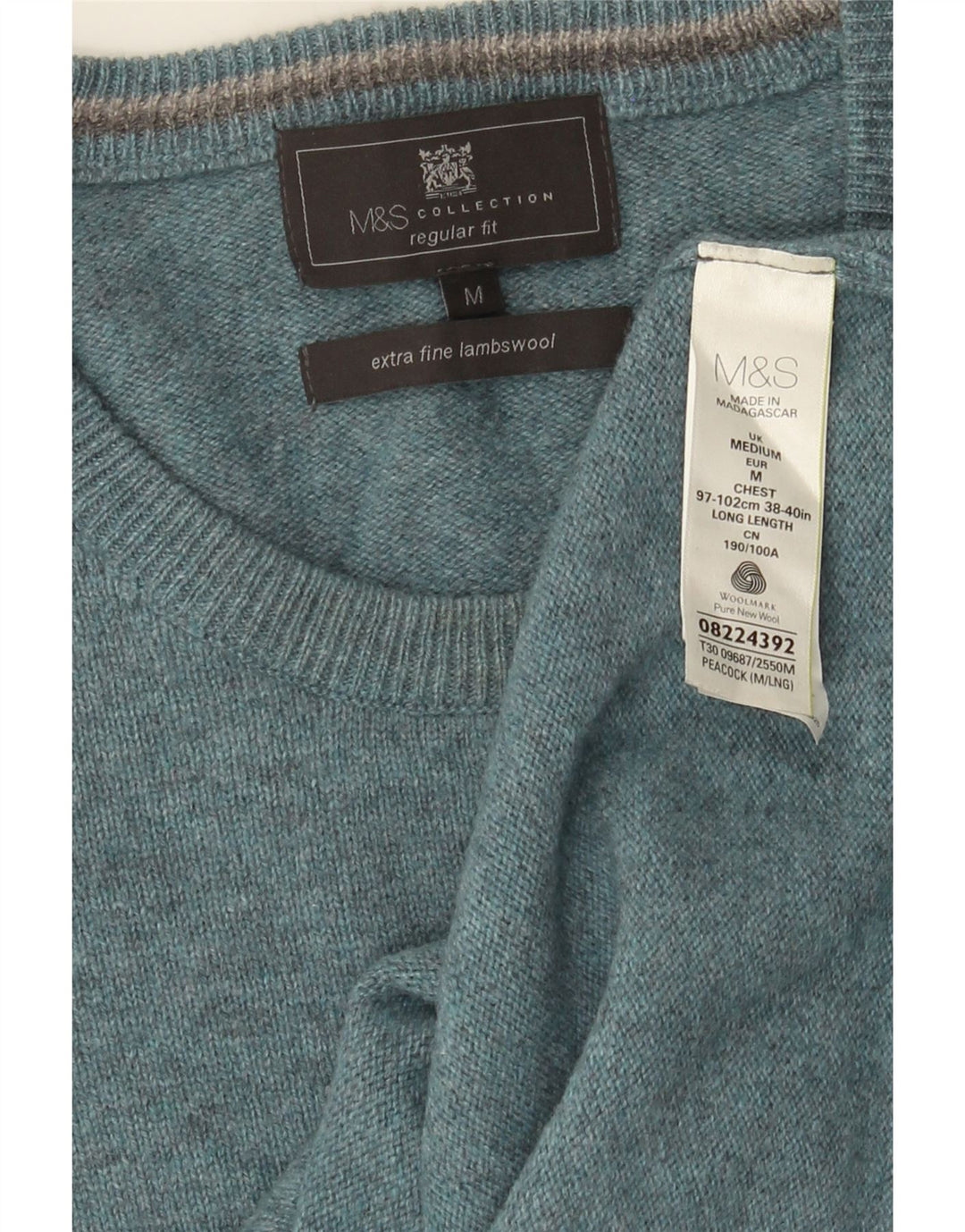 Мужской свитер с круглым вырезом Marks & Spencer, средний синий в крапинку