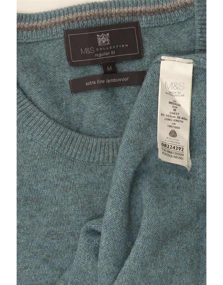 Мужской свитер с круглым вырезом Marks & Spencer, средний синий в крапинку