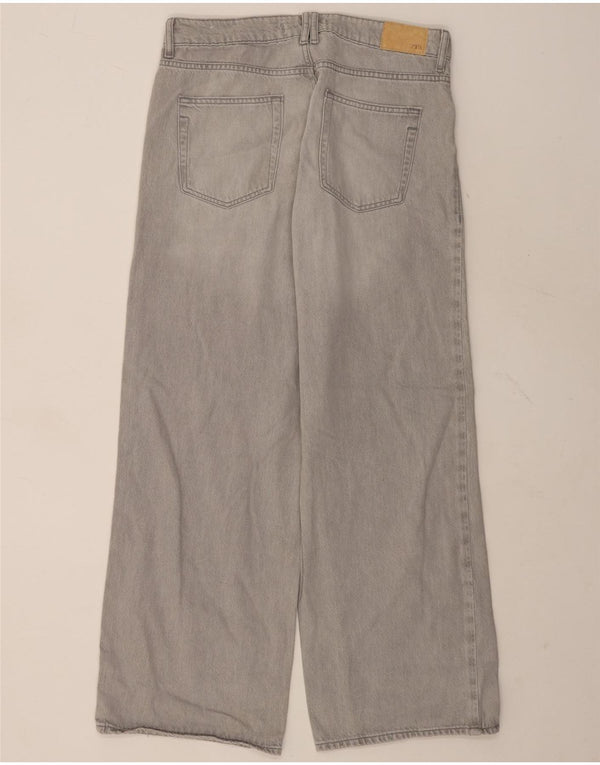 Женские широкие джинсы Zara EU 38, маленькие W28 L32, серый хлопок