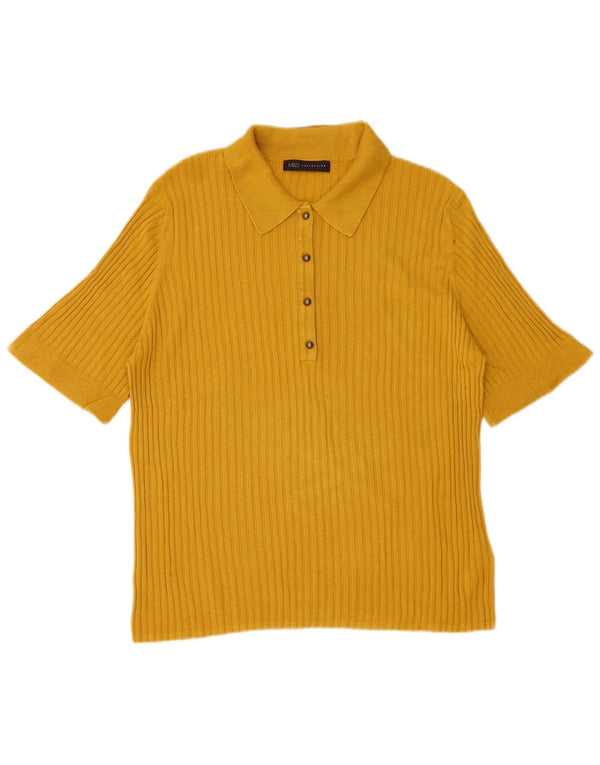 Женская рубашка поло Marks & Spencer UK 20 2XL Желтая вискоза