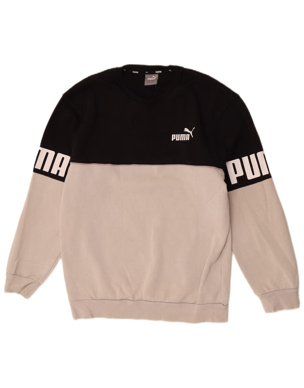 Мужской свитшот с рисунком Puma, маленький белый хлопковый джемпер с цветными блоками