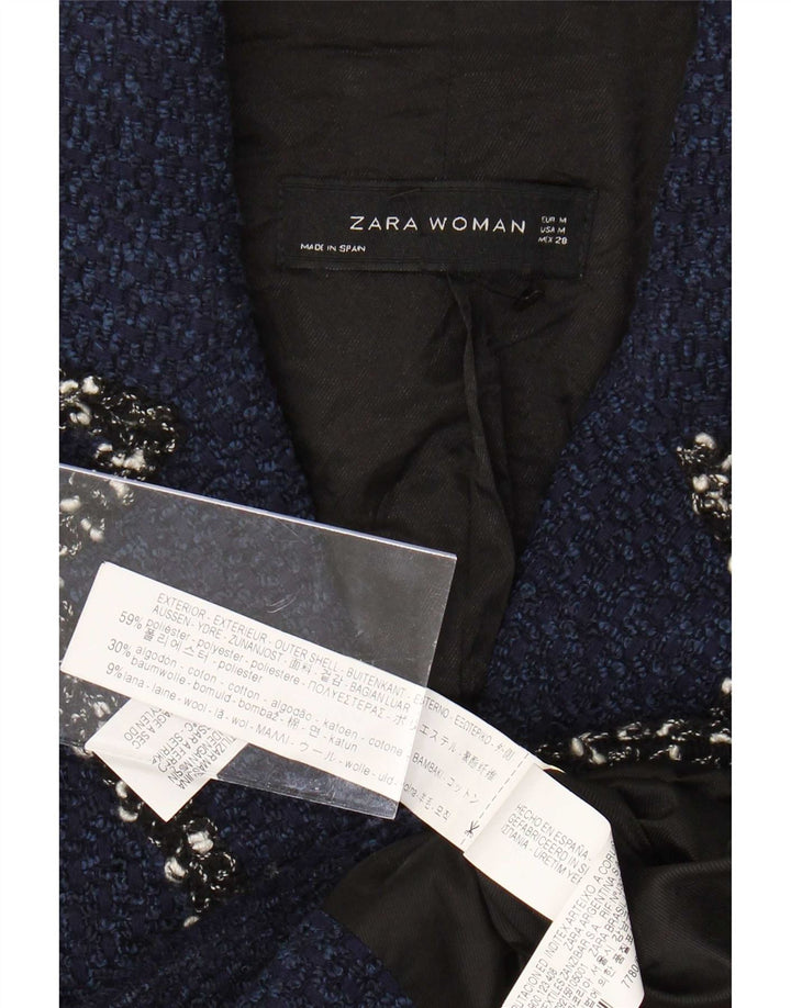 Женский пиджак Zara с рукавом 3/4 и 4 пуговицами, Великобритания 12, средний темно-синий