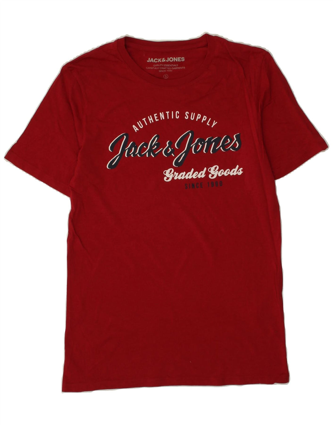 JACK & JONES Mens Graphic T-Shirt Top Small Red Cotton Vintage Jack & Jones and Second-Hand Jack & Jones from Messina Hembry 
