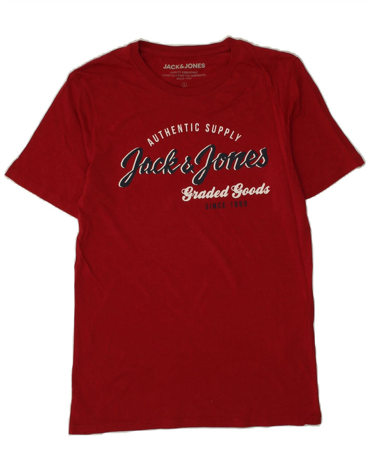 JACK & JONES Mens Graphic T-Shirt Top Small Red Cotton Vintage Jack & Jones and Second-Hand Jack & Jones from Messina Hembry 