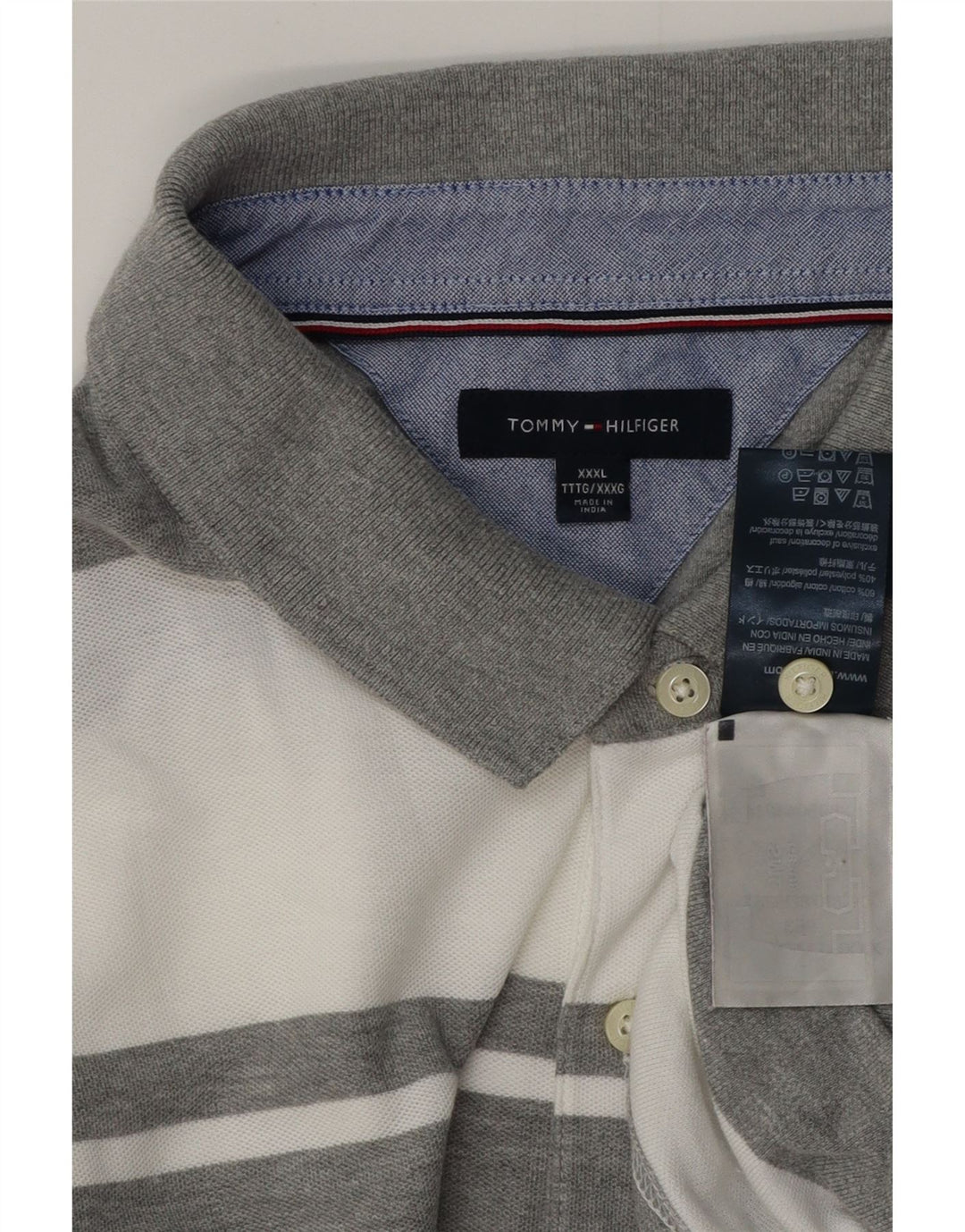 Мужская рубашка-поло для регби TOMMY HILFIGER 3XL, хлопковая серая полоска