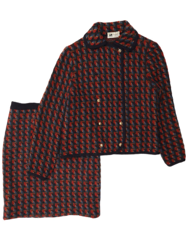 Винтажный женский комплект из 2 трикотажных юбок UK 14 Medium W28 Красный «гусиные лапки»