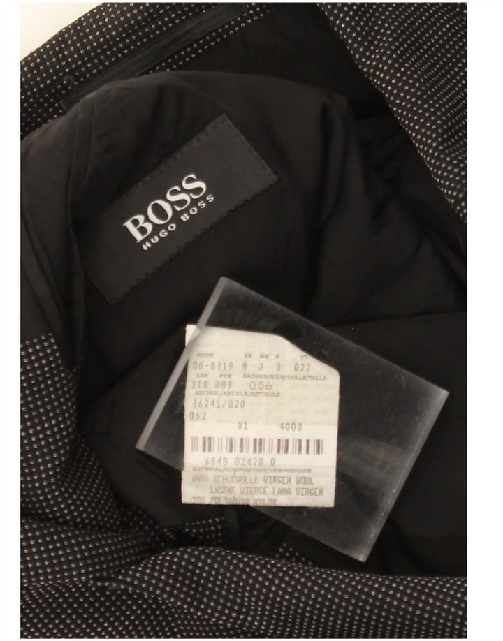Мужской пиджак с 3 пуговицами HUGO BOSS EU 56 3XL, черная пятнистая шерсть
