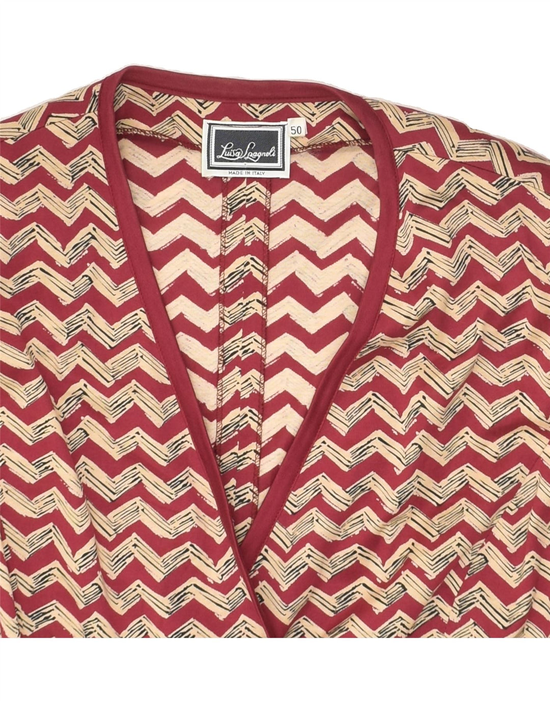LUISA SPAGNOLI Womens Short Sleeve Blazer Jacket IT 50 XL Red Chevron | Vintage Luisa Spagnoli | Thrift | Second-Hand Luisa Spagnoli | Used Clothing | Messina Hembry 
