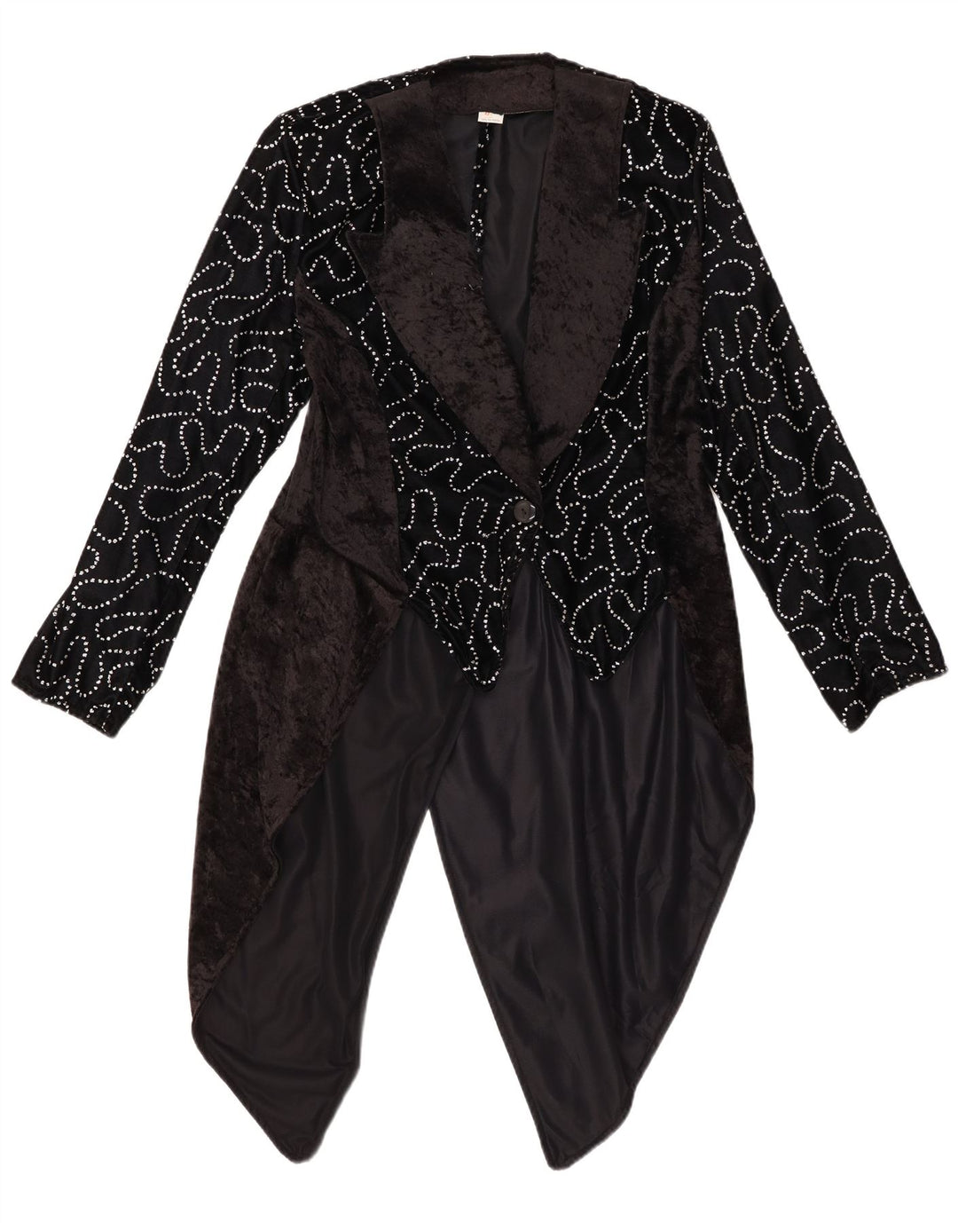 ВИНТАЖНЫЙ женский фрак-пиджак с абстрактным узором IT 42 Средний черный