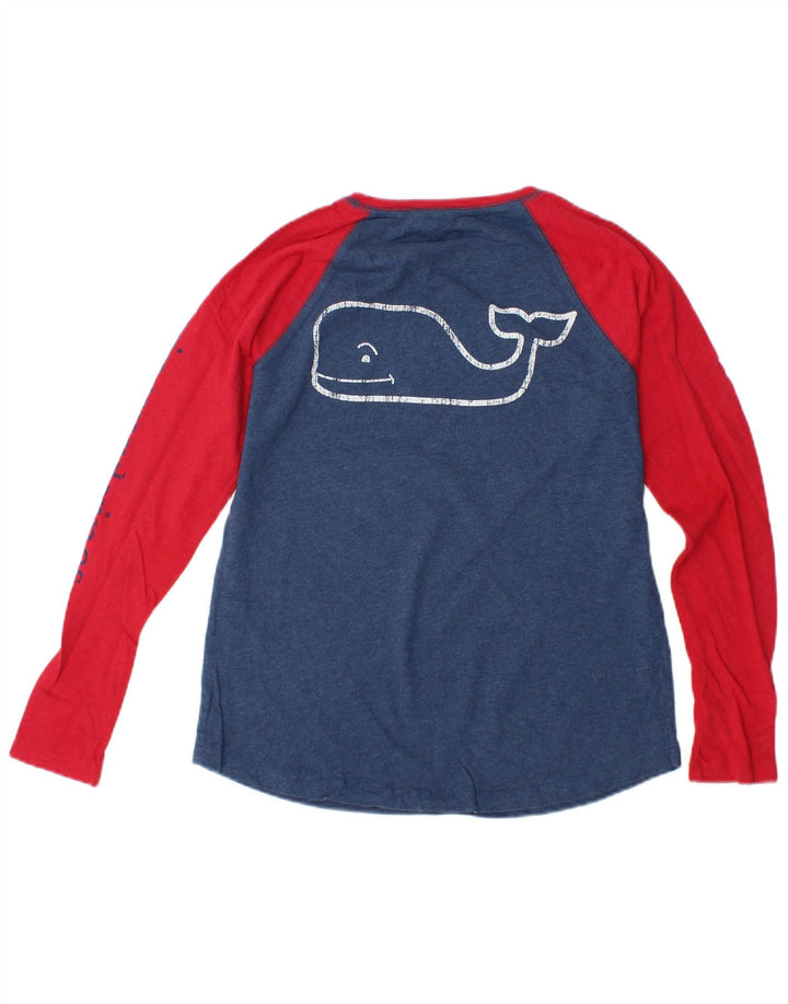 VINEYARD VINES Женский топ с графическим рисунком и длинными рукавами, Великобритания, 6 XS, синий с цветными блоками