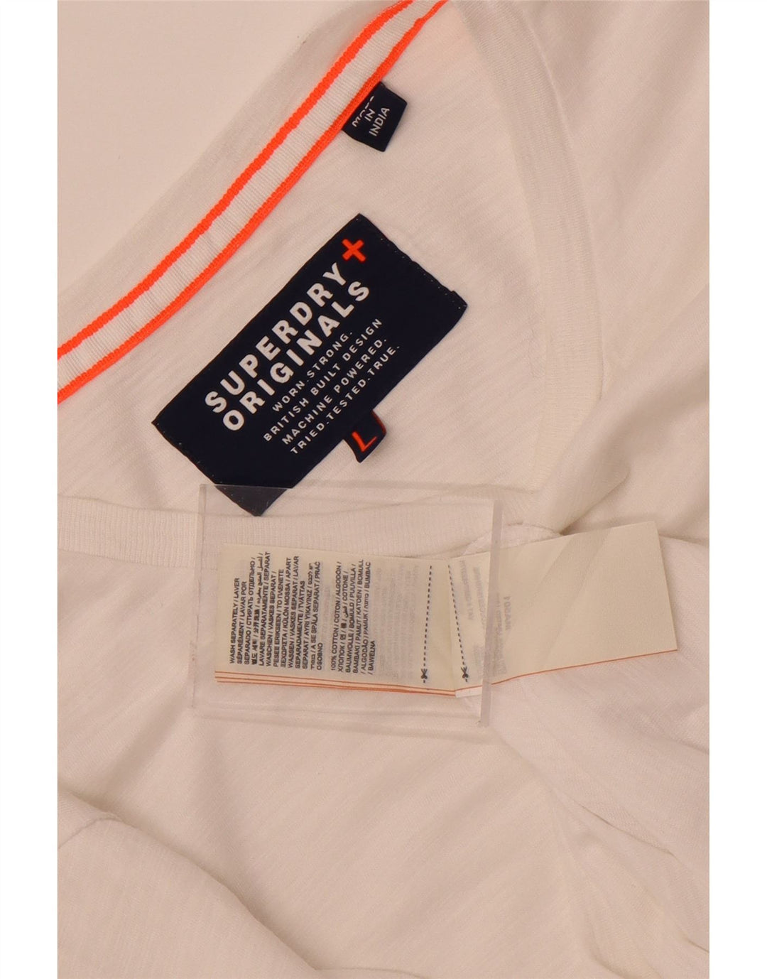 Мужской топ Superdry с длинным рукавом, большой белый хлопок