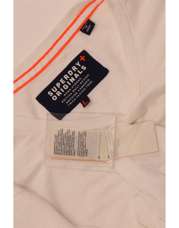 Мужской топ Superdry с длинным рукавом, большой белый хлопок