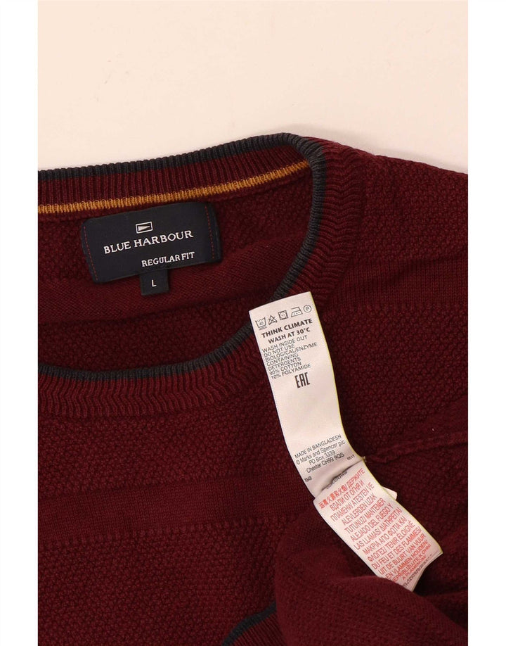 Мужской джемпер с круглым вырезом Marks & Spencer Blue Harbour, большой темно-бордовый
