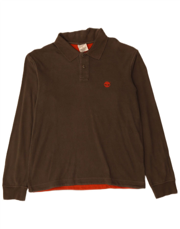 Мужская рубашка поло TIMBERLAND стандартного кроя с длинными рукавами, средний цвет, хаки, хлопок