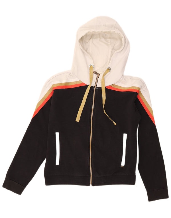 Женский свитер с капюшоном на молнии GAS UK 14, средний черный, хлопок с цветными блоками