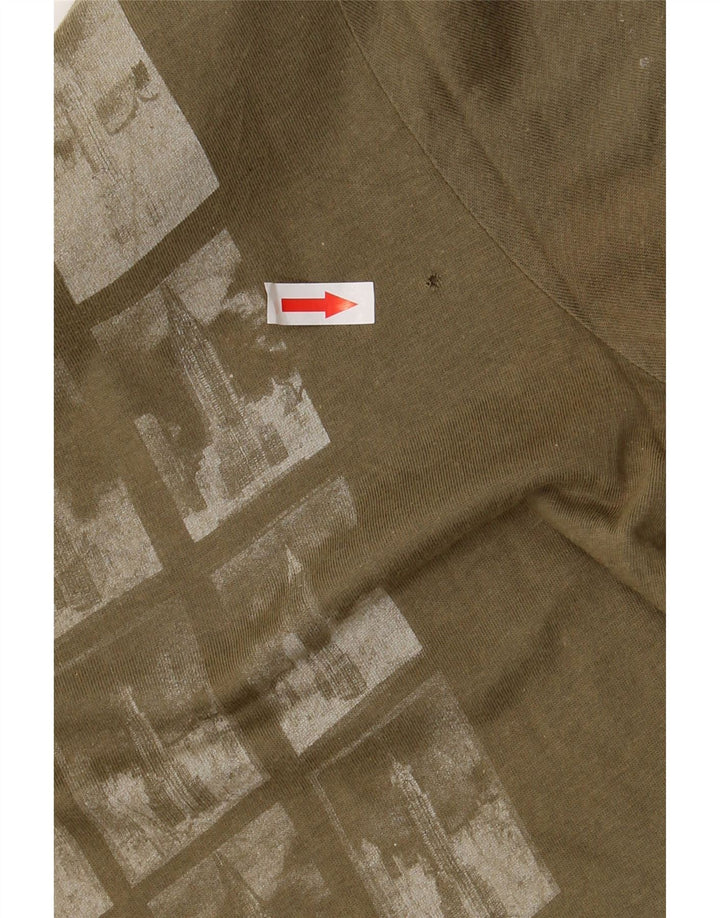 CALVIN KLEIN JEANS Мужская футболка с рисунком Топ среднего размера из хлопка цвета хаки