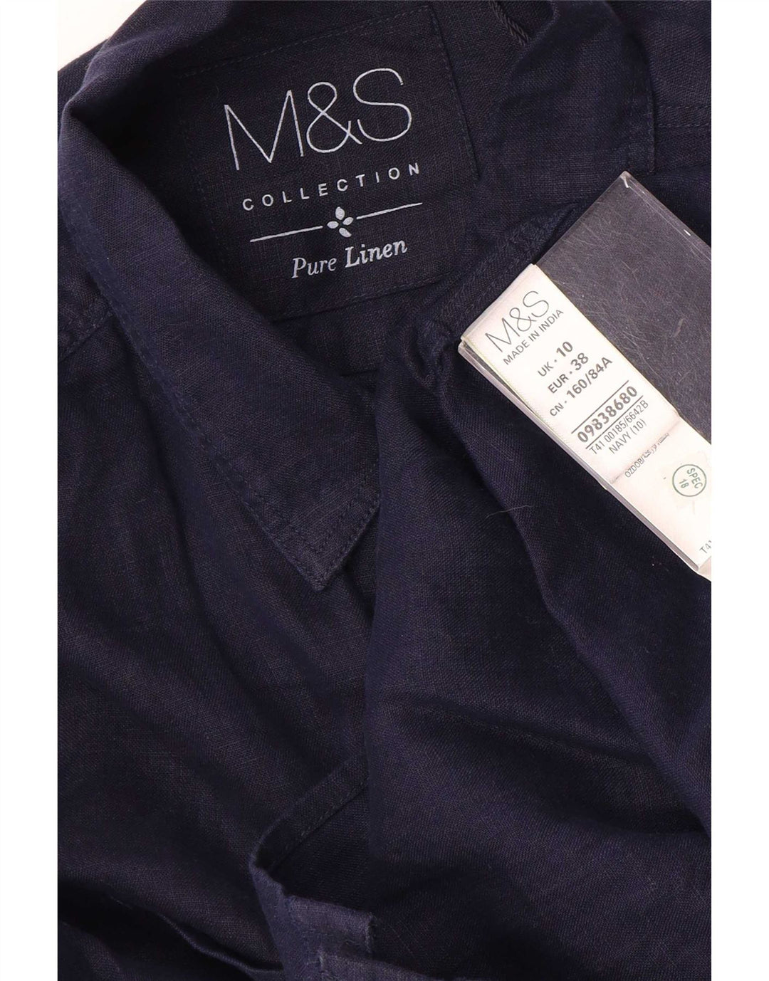 Женская рубашка Marks & Spencer UK 10, маленькая, темно-синяя, льняная