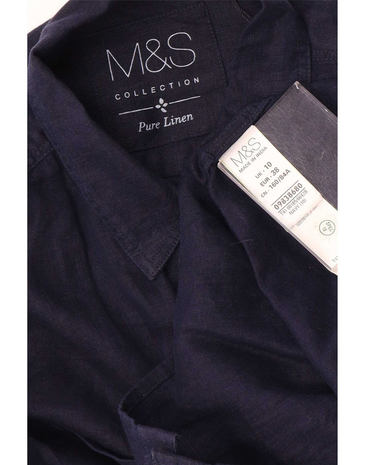 Женская рубашка Marks & Spencer UK 10, маленькая, темно-синяя, льняная
