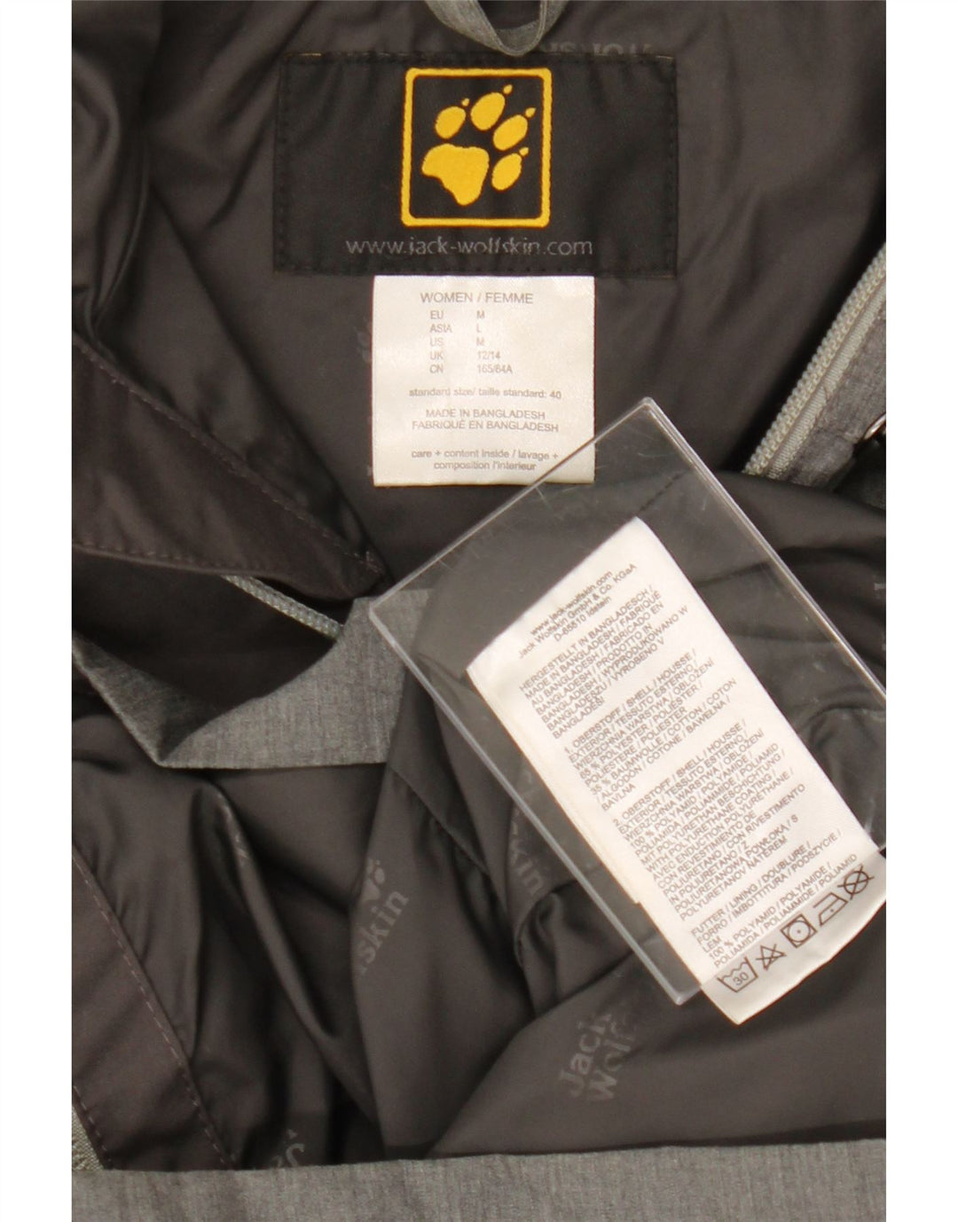 JACK WOLFSKIN Womens Hooded Rain Jacket UK 12/14 Medium Grey Polyester Vintage Jack Wolfskin and Second-Hand Jack Wolfskin from Messina Hembry 