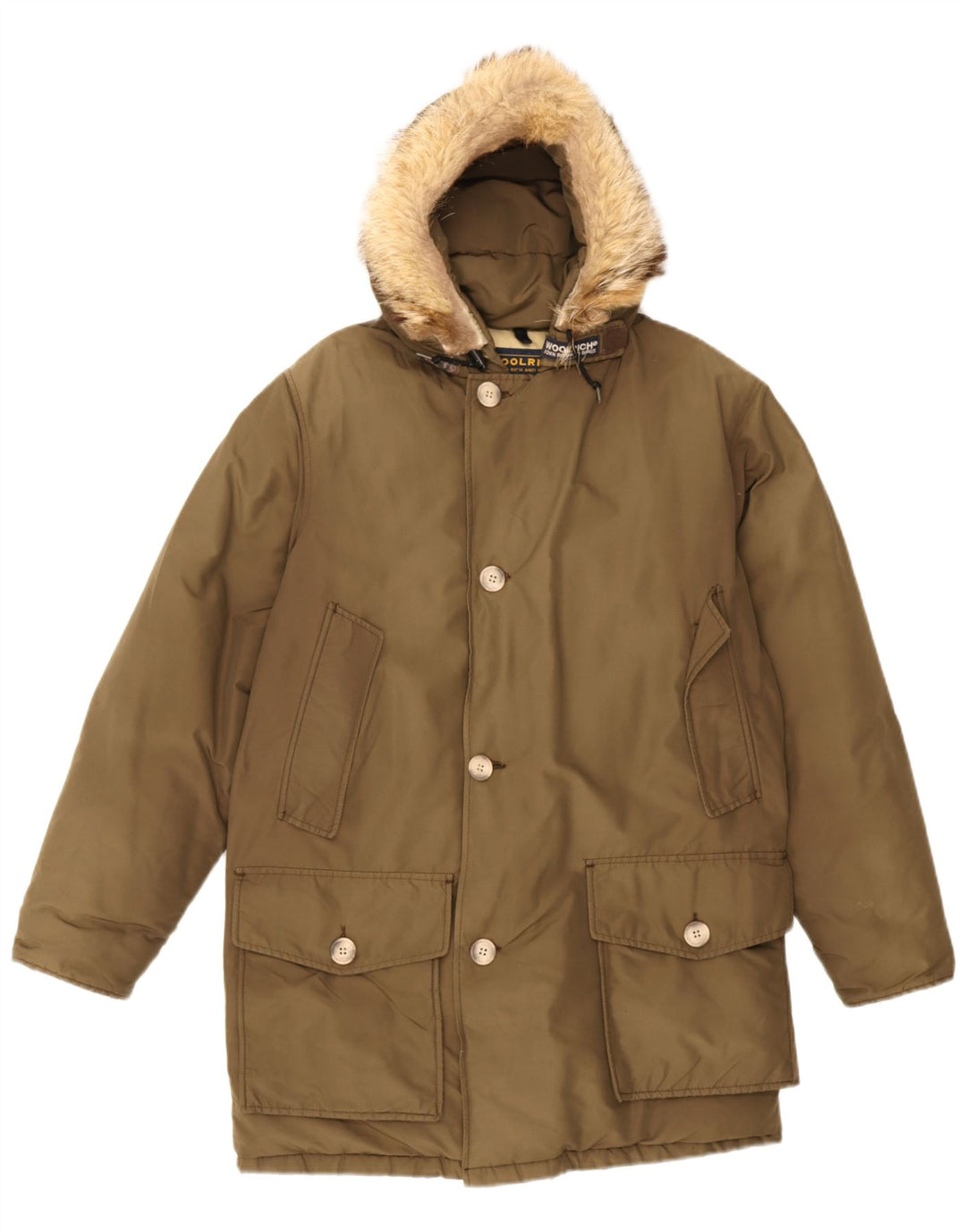 Мужское стеганое пальто с капюшоном Woolrich UK 36, маленький хаки