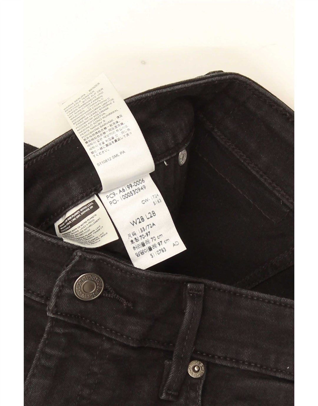 Женские узкие джинсы Levi's 712 W28 L28, черный хлопок