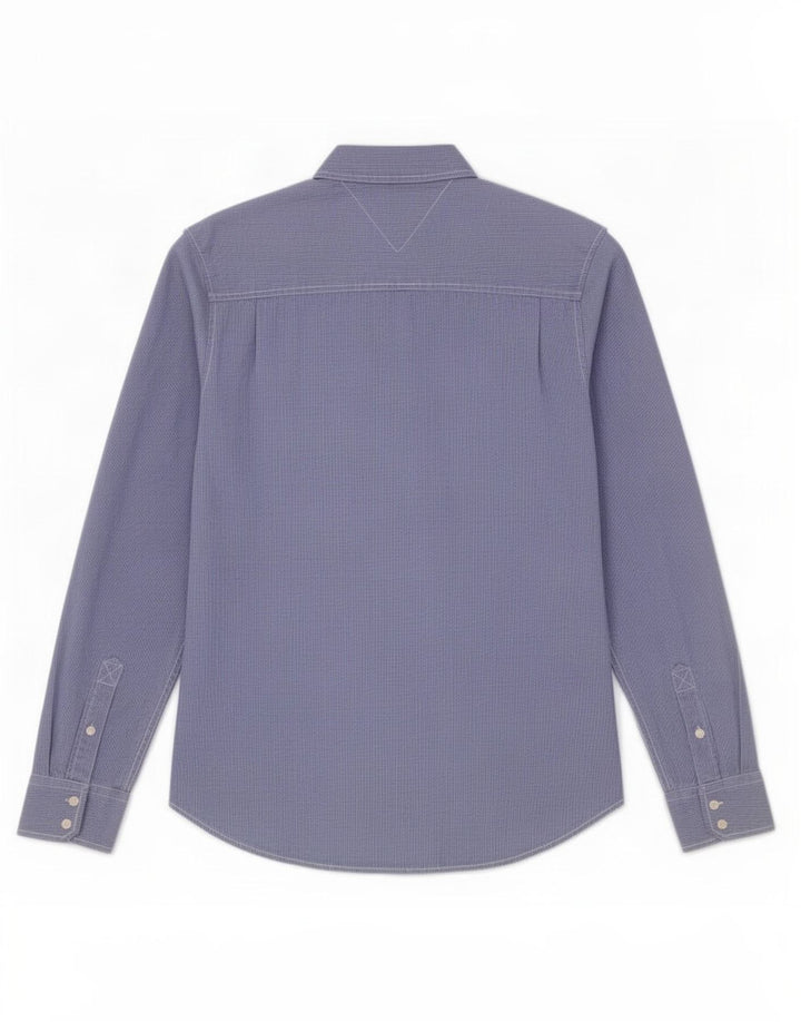 Мужская рубашка Tommy Hilfiger XL, синяя, хлопок в мелкую клетку