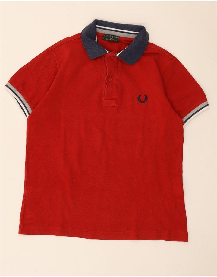 Рубашка-поло Fred Perry для мальчиков 9–10 лет, красная, хлопковая с цветными блоками