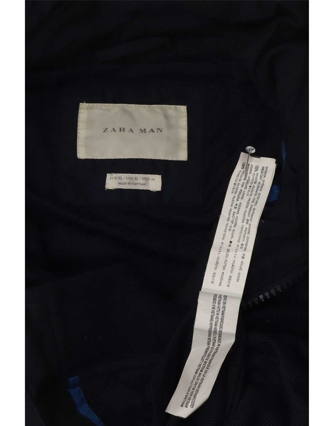 Мужская куртка-бомбер с капюшоном Zara UK 42 XL, темно-синий полиэстер