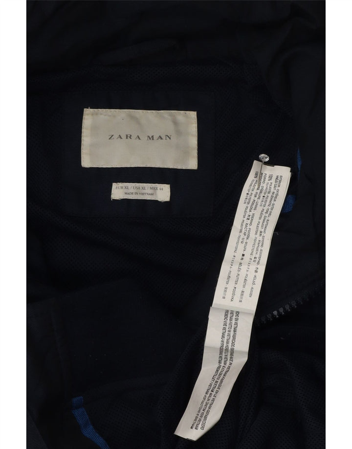 Мужская куртка-бомбер с капюшоном Zara UK 42 XL, темно-синий полиэстер