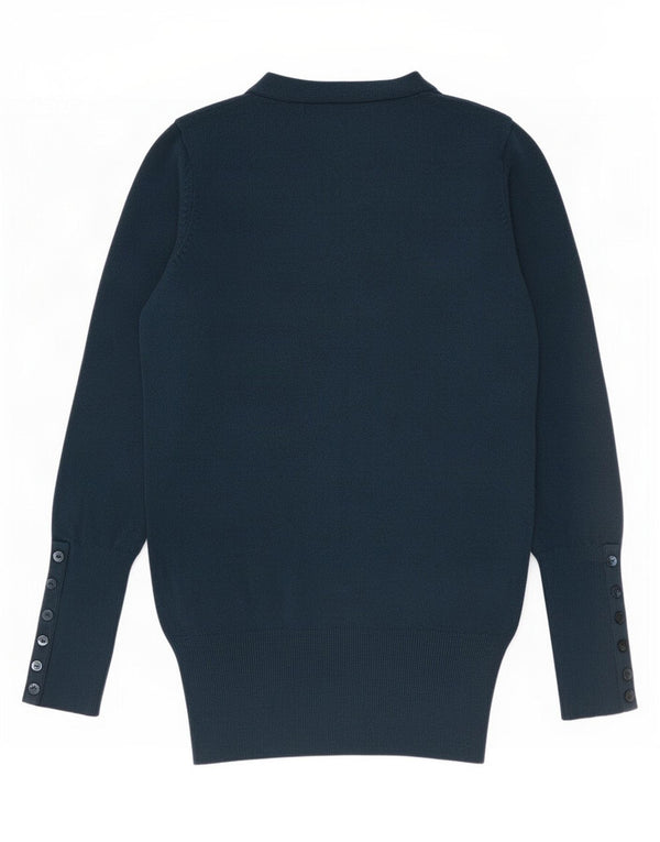 Женский джемпер с v-образным вырезом Zara UK 8, маленький темно-синий вискоза