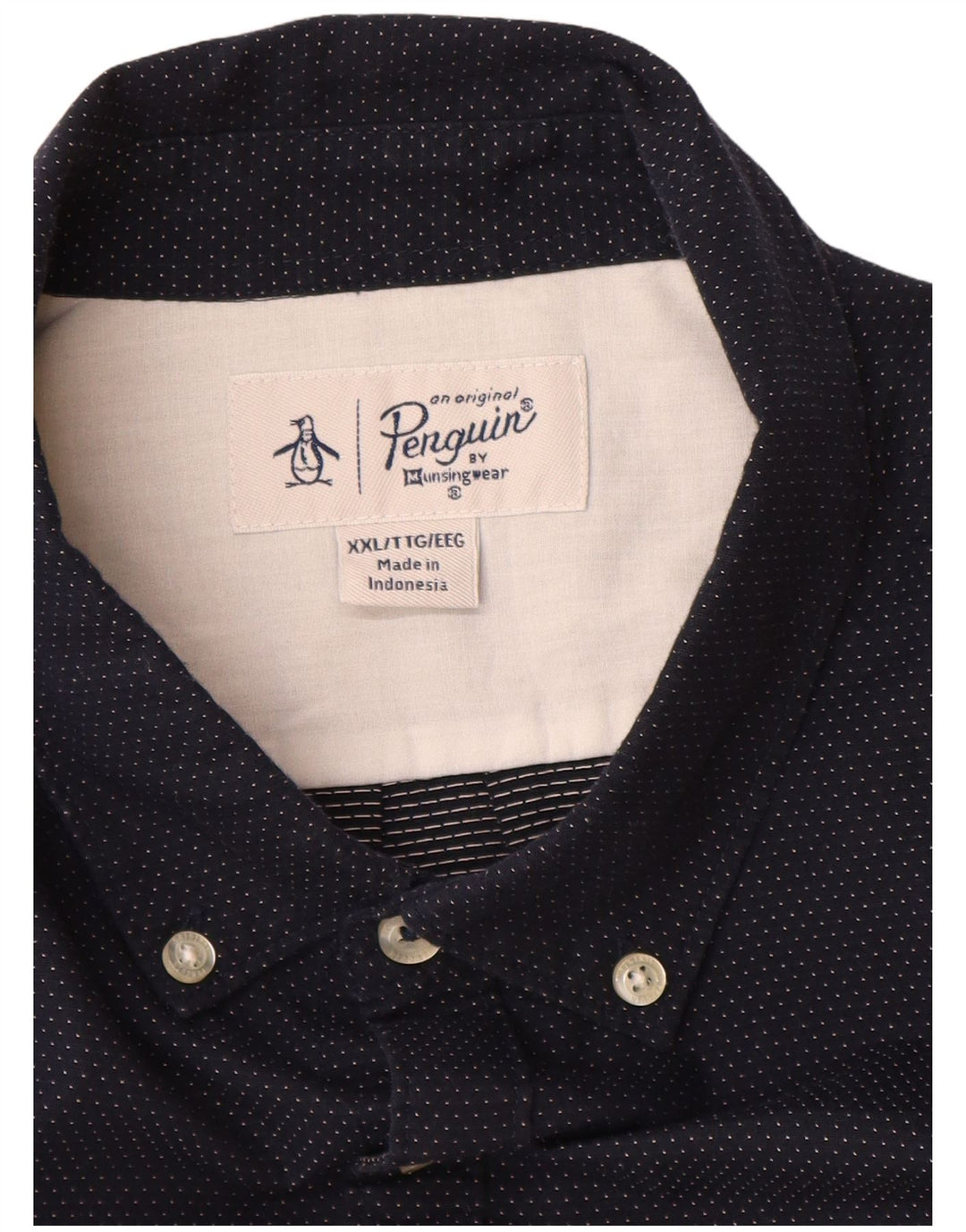 Мужская рубашка Penguin 2XL, темно-синяя, хлопковая в крапинку
