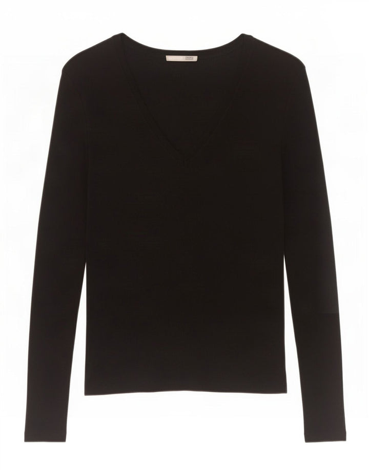Женский топ с длинным рукавом Zara UK 12, средний черный